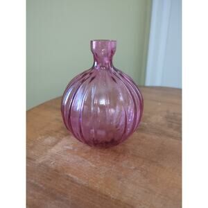 Vintage Pilgrim Glass Company Small Cranberry Bud Vase Hand blown